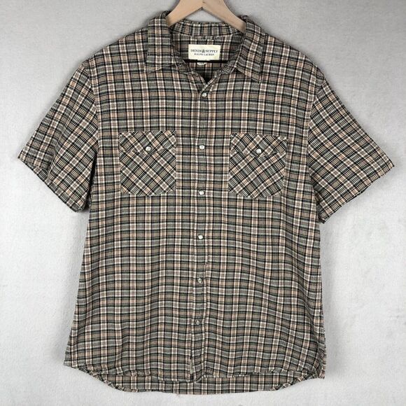 DENIM‎ & SUPPLY Ralph Lauren Western Pearl Snap Shirt Men's XL Plaid 100% Cotton - Picture 1 of 10